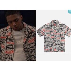 DAILY PAPER Mens LARGE AOP Red Black Soft Grafiti Print Shirt Movan